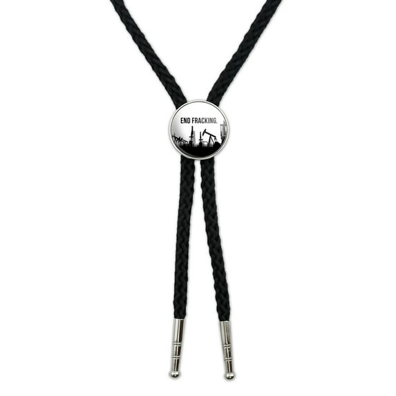 End Fracking Big Oil Drilling Western Southwest Cowboy Necktie Bow Bolo Tie