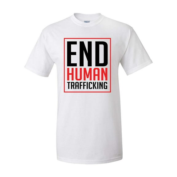 End Human Trafficking Unisex Adult Short Sleeve T-shirt-White-large