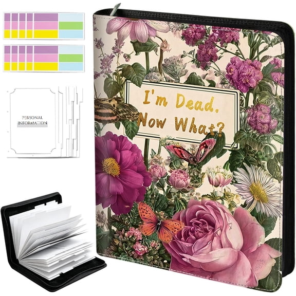 End of Life Planner Binder 10.8"x14.6" for Final Wishes & Estate Planning with Zippered PU Leather Cover,16 Dividers, 60 Blank Labels, 184 guided sheets,When I Life Plan Organizer Binder (red)