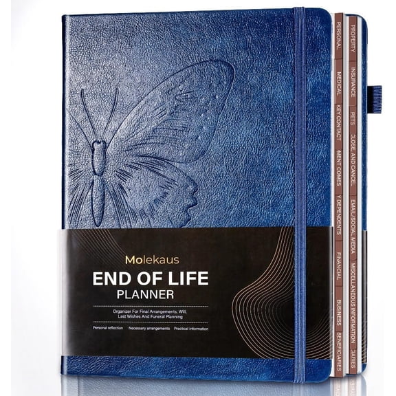 End of Life Planner with Tabs, 7"x10" | Guided Estate Planning Organizer, Large Print, 120GSM Thick Paper, Inner Document Pockets for Final & Legal Affairs