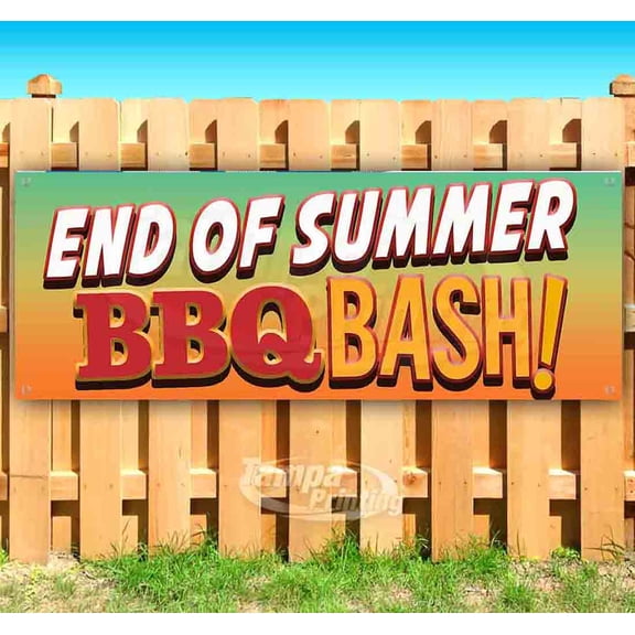 End Of Summer Bbq Bash! 13 oz Vinyl Banner With Metal Grommets
