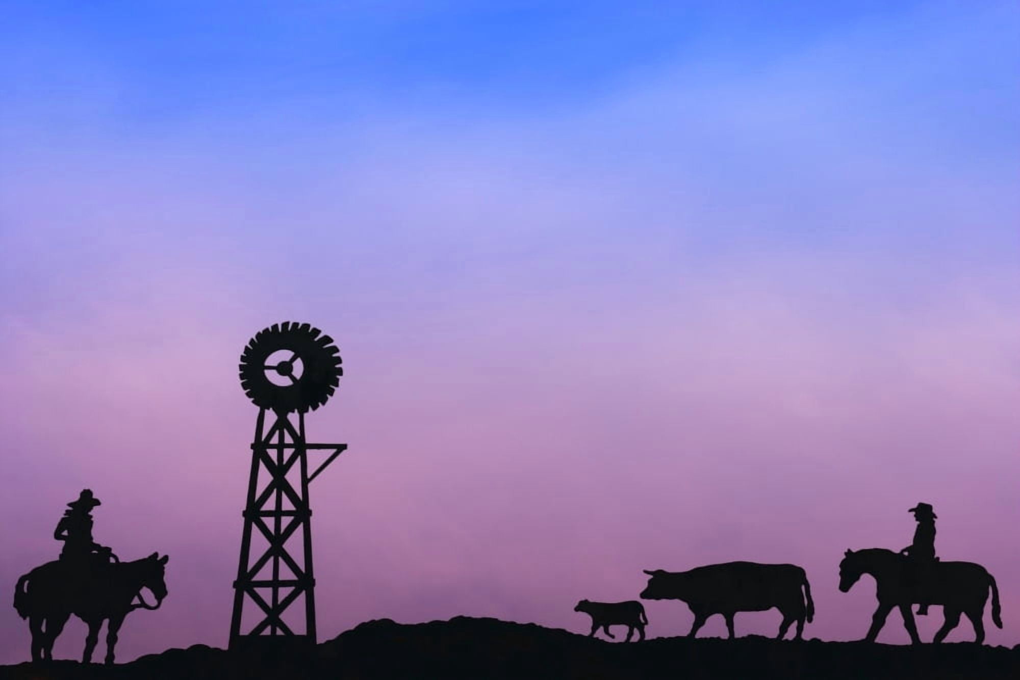End Of The Day At Cattle Round Up Southern Alberta Canada Canvas Art - Carson Ganci Design Pics (34 x 22)