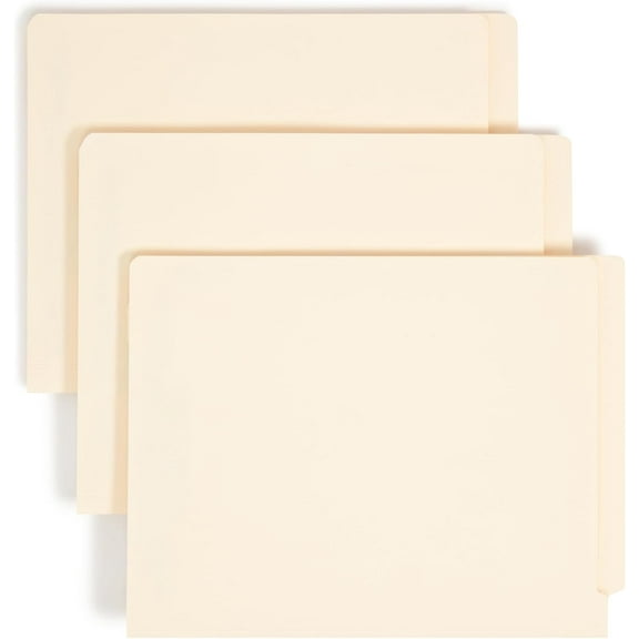 End Tab Fastener File Folders, 50 Count, Manila, Reinforced Straight-Cut Tabs, 4 Fasteners, Letter Size