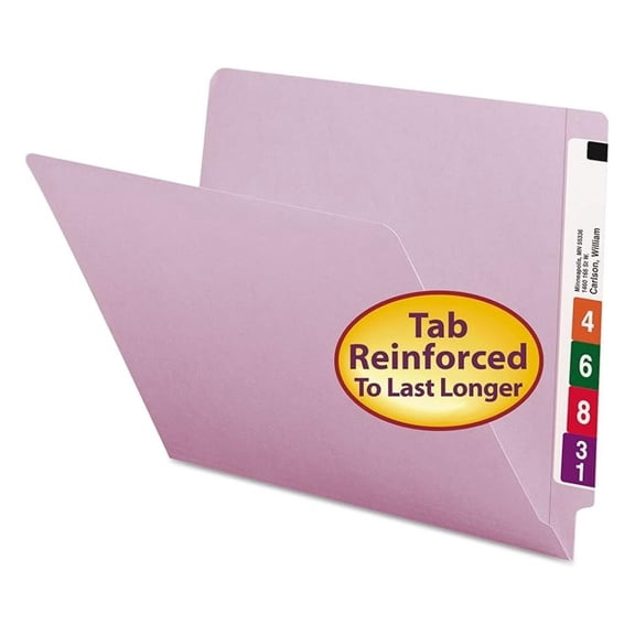End Tab File Folders Lavender - Shelf-Master Reinforced 1/2" Tabs, Letter Size, 100 Count