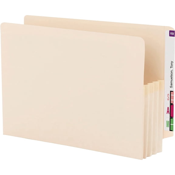 End Tab File Pocket, Reinforced Straight-Cut Tab, 3-1/2" Expansion, Manila Gusset, Legal Size, Manila, 25 per Box (76124)