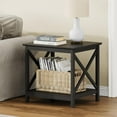 thumbnail image 1 of End Table, 24 Inch End Table with 2-Tier Storage Shelf, Side Table for Living Room, Wood Nightstand for Bedroom, Office, Painted Surface, Black, 1 of 18