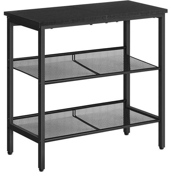 End Table, 3-Tier Narrow Side Table, Nightstand with 2 Flat or Slant Adjustable Shelves for Small Spaces, Hallway, Living Room, Bedroom, Sturdy, Easy Assembly, Black