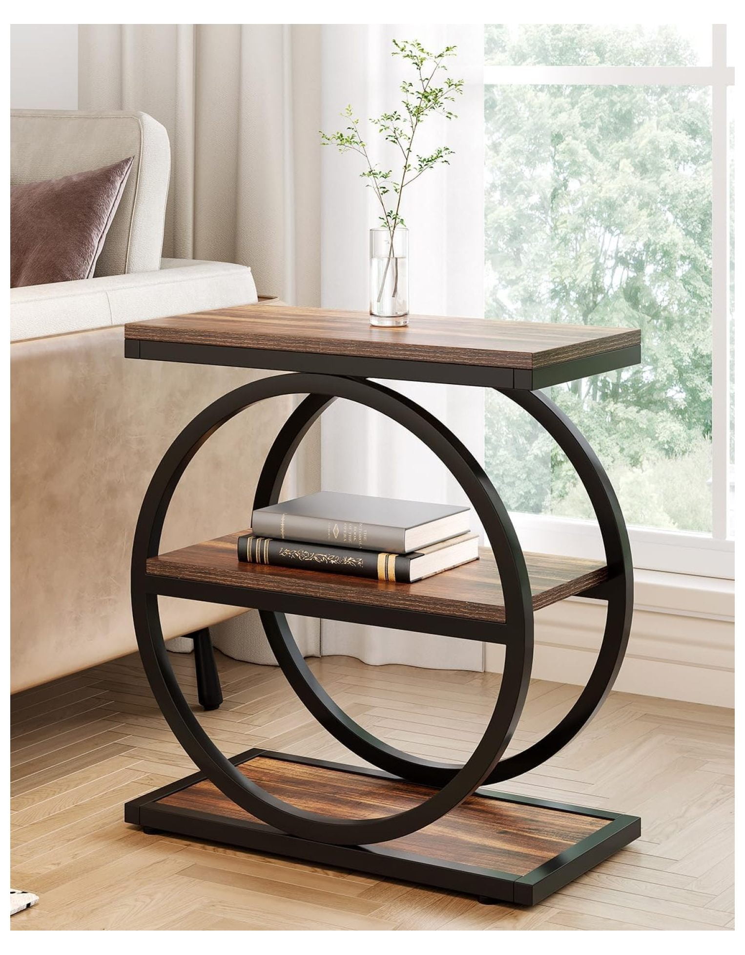 End Table, 3-Tier Side Table, Slim Sofa Side Table for Living Room ...
