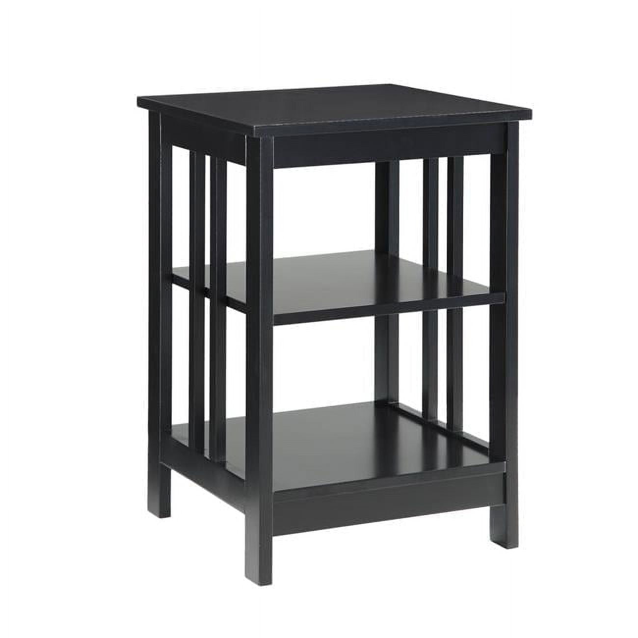 Black Rectangular Traditional Wood End Table with Shelves