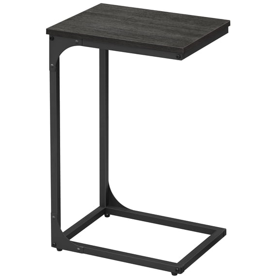 VASAGLE End Table C Shaped Sofa Side Table Snack Side Table for Bedroom Side Table Living Room Ebonized Oak and Black