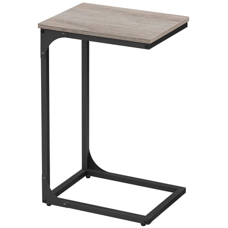 VASAGLE End Table C Shaped Sofa Side Table Snack Side Table for Bedroom Side Table Living Room Greige and Black