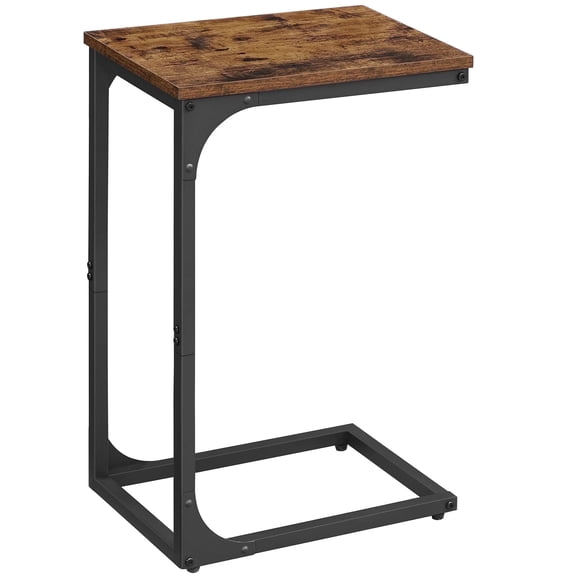 VASAGLE C-Shaped End Table, Small Side Table for Couch, Sofa Table with Metal Frame for Living Room, Bedroom, Bedside, Rustic Brown and Black