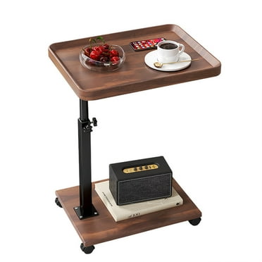 End Table, C Table Adjustable Height 360° Swivel TV Tray Table, Couch Tables Side Tables With Wheels, Rotatable Sofa Tray Table For Living Room Bedroom