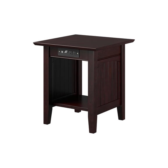 End Table - Charging Station, Bead Board Design, Hardwood - 20" x 20" x 22"