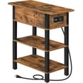 thumbnail image 1 of End Table with Charging Station, Flip Top Side Table with USB Ports, Narrow Nightstand Bedside Tables with Storage Shelves, for Small Space, Living Room, Rustic Brown and Black, 1 of 18