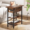 thumbnail image 1 of End Table with Charging Station, Flip Top Side Table with USB Ports and Outlets, 3-Tier Storage End Table for Small Spaces, Living Room, Bedroom, Brown, 1 of 8