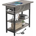 thumbnail image 1 of End Table with Charging Station, Flip Top Side Table with USB Ports and Outlets, Sofa Couch Table Bedside Table for Living Room Bedroom, Narrow Nightstand with Storage Shelves for Small Space, 1 of 7