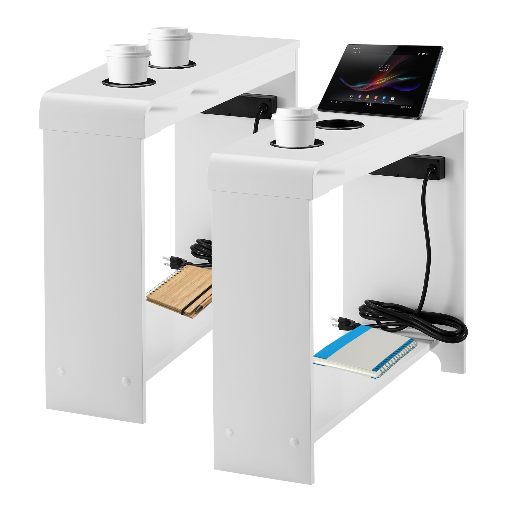 End Table with Charging Station for Living Room, USB Ports & Outlets