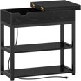 End Table with Charging Station Narrow Nightstand Flip Top Side Table