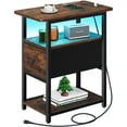 thumbnail image 1 of End Table with Charging Station, Narrow Side Table with Adjustable Fabric Drawer, 3-Tier End Tables Living Room, Small Nightstand with Outlets, LED Skinny Night Stand for Bedroom Small Spaces, 1 of 9