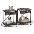 thumbnail image 1 of End Table with Charging Station, Set of 2, Small Side Tables for Living Room, Bedroom, Nightstand with Outlets and USB Ports, Bedside Table with Storage Shelf, Chestnut Brown and Black, 1 of 5
