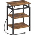 thumbnail image 1 of End Table with Charging Station, Side Table with USB Ports and Outlets, Small Nightstand with 3-Tier Storage Shelf, Bedside Table for Small Spaces, Living Room, Rustic Brown and Black, 1 of 18