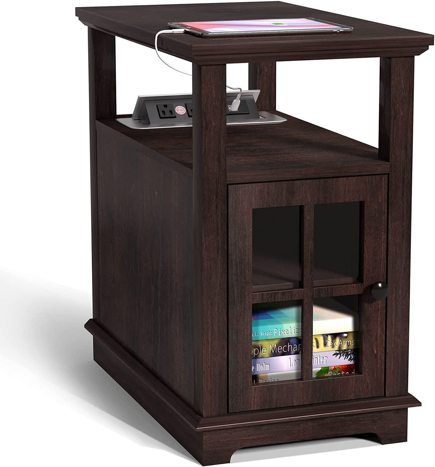 End Table with Fast Charging Station, Side Table with 2 Power outlets ...