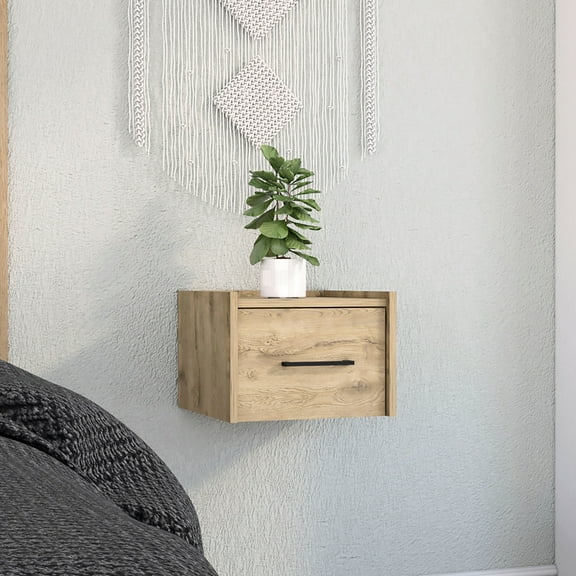 End Table For Bedroom - 13.8"w X 5.5"h Drawer Storage With Compartment Compact Furniture Beige