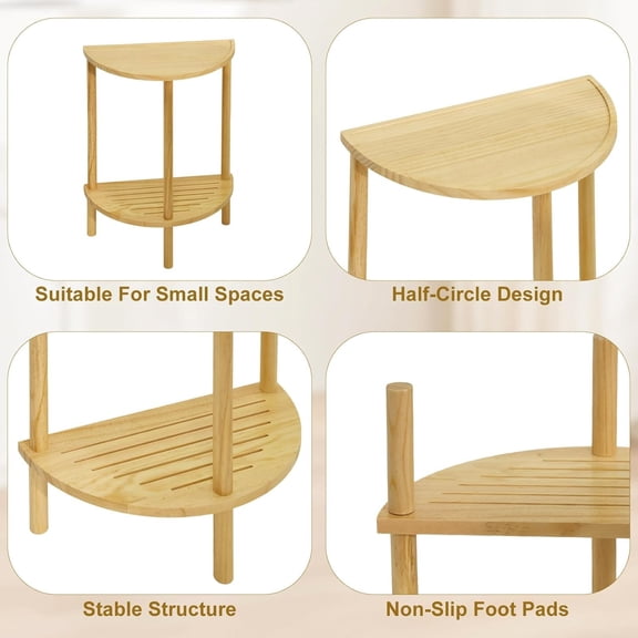 End Table Half Moon Side Tables, 2 Tier Half Round Side Table, Sofa Side Half...