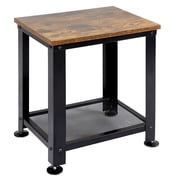 End Table, Industrial Side Table Nightstand with Durable Metal Frame, Coffee Table with Mesh Shelves for Living Room, Coffee Bar, Rustic Brown and Black (Black)
