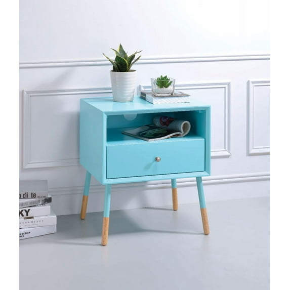 End Table, Light Blue & Natural