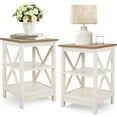 End Table Living Room Set of 2 Farmhouse Bed Side Table Nightstands