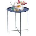 thumbnail image 1 of End Table Metal Side Table Blue Round Folding Tray Cyan Sofa Small Accent Fold-able Table, Round End Table Tray, Next to Sofa Table, Snack Table for Living Room and Bed Room, 1 of 9