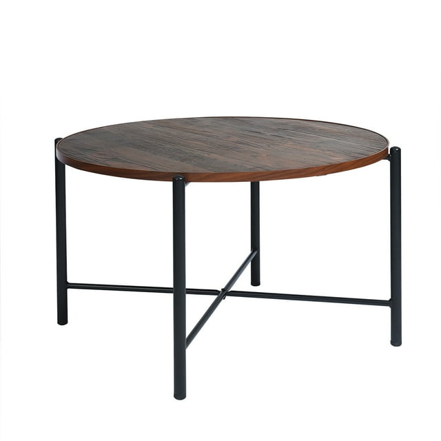 End Table, Metal Side Table Small Outdoor Table Round Table for Living Room Bedroom Balcony Patio and Office, Brown