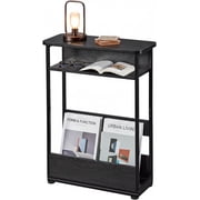 End Table for Narrow Space, 3 Tier Narrow Side Tables Modern Sofa Table with Storage Shelf, Bedside Table Slim Nightstand with Magazine Rack Living Room Home Office,Black