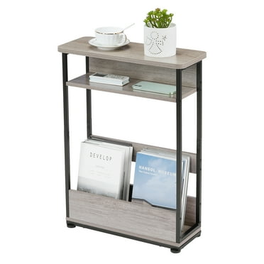 ZEXVIDA Indoor Modern Storage MDF Rectangular End Table, Oak