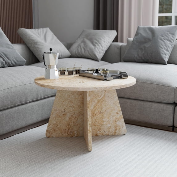 Ultimate Premium Products End Table Travertine MDF (28 Inch)