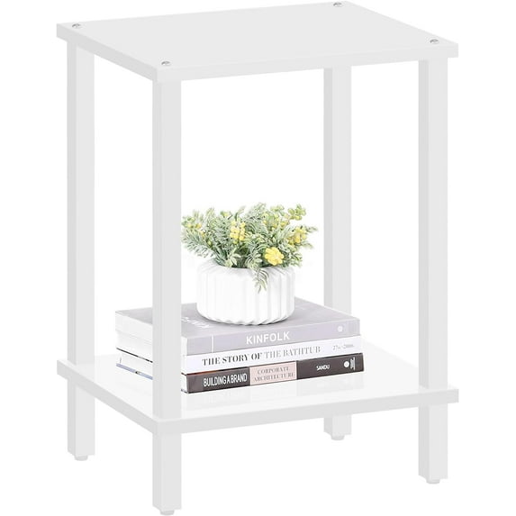 End Table, Side Table, Nightstand, 2-Tier Storage Shelf, Sofa Table for Small Space, Living Room, Bed Room White