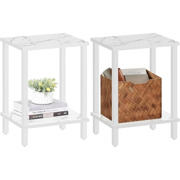 End Table, Side Table, Nightstand, 2-Tier Storage Shelf, Sofa Table for Small Space, Living Room, Bed Room