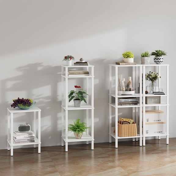 End Table, Side Table, Set of 2, Nightstands with 2-Tier Storage Shelves, Sofa Tables for Small Space, Coach Table for Living Room Bedroom, White UTBT101W2
