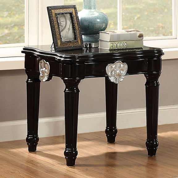 End Table | Simple Classic Addition to Living Space | MDF Tabletop with Wooden Scalloped Design | Stable with Turned Legs
