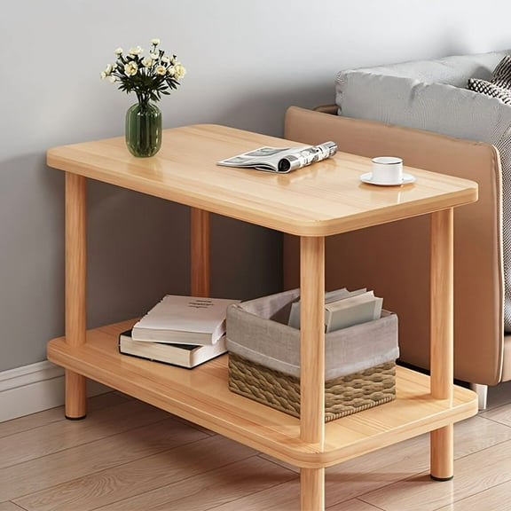 End Table, Simple Rustic Side Table With 2-Tier Storage Shelf, Narrow Nightstand For Small Spaces, For Living Room, Bedroom, Easy Assembly, Industrial Design, Rustic Yellow And White