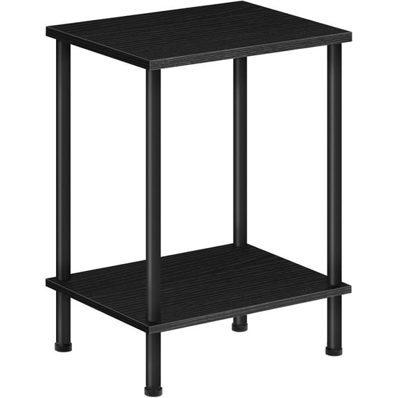 End Table, Small Side Table, Nightstand with 2-Layer Storage Shelves, Sofa Table for Small Spaces, Living Room, Bedroom, Stable Frame, Easy Assembly, Black
