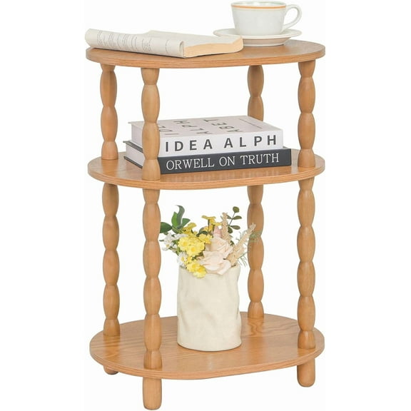 End Table, Small Side Table for Small Spaces, Modern Oval Night Stand Accent Table for Living Room, Bedroom, Brown