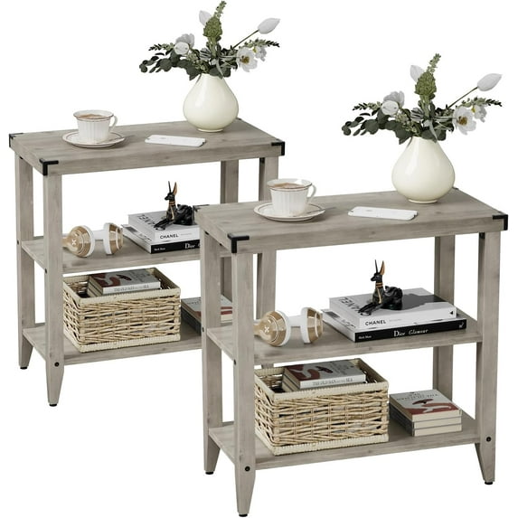 End Table - Sofa Side Table,Narrow End Table with Storage Shelf for Small Spaces for Living Room, Couch, Hallway, Foyer, Kitchen Counter