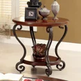 thumbnail image 1 of End Table Traditional Style Brown Cherry Ornate Design Open Shelf wood 1pc End Table Living Room, 1 of 8