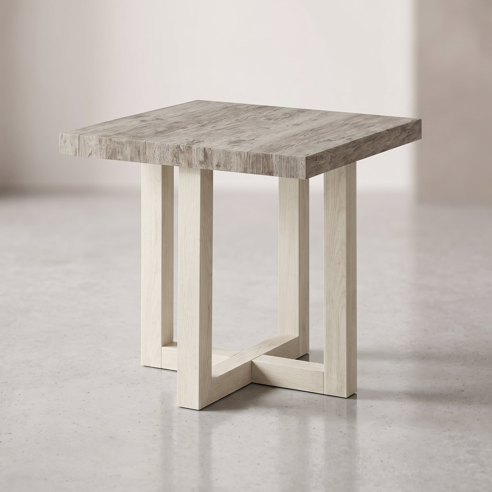 End Table, Weathered Gray and Beige