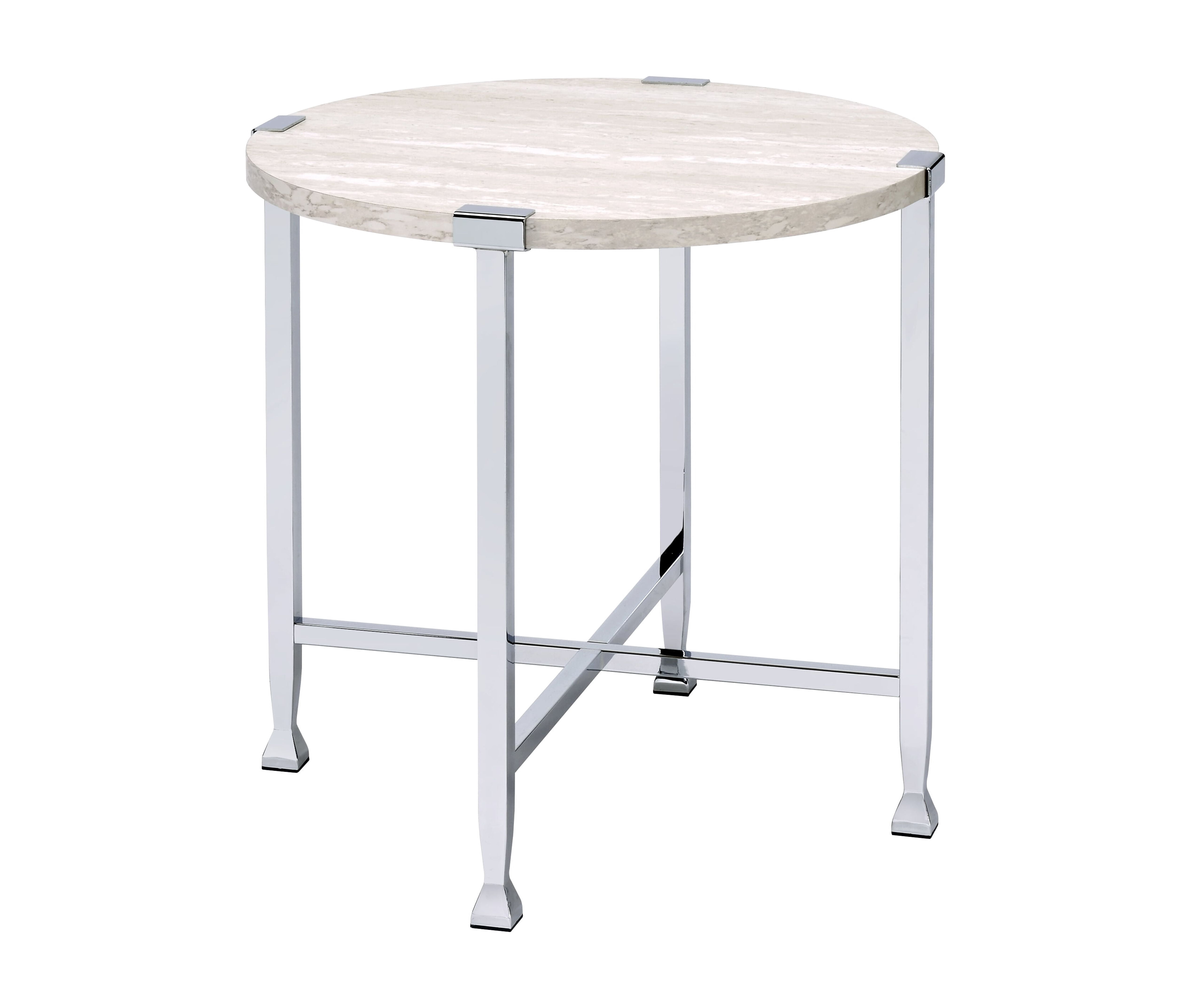 End Table White Oak & Chrome Finish