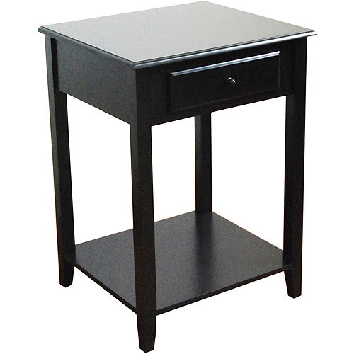 End Table With Drawer, Black