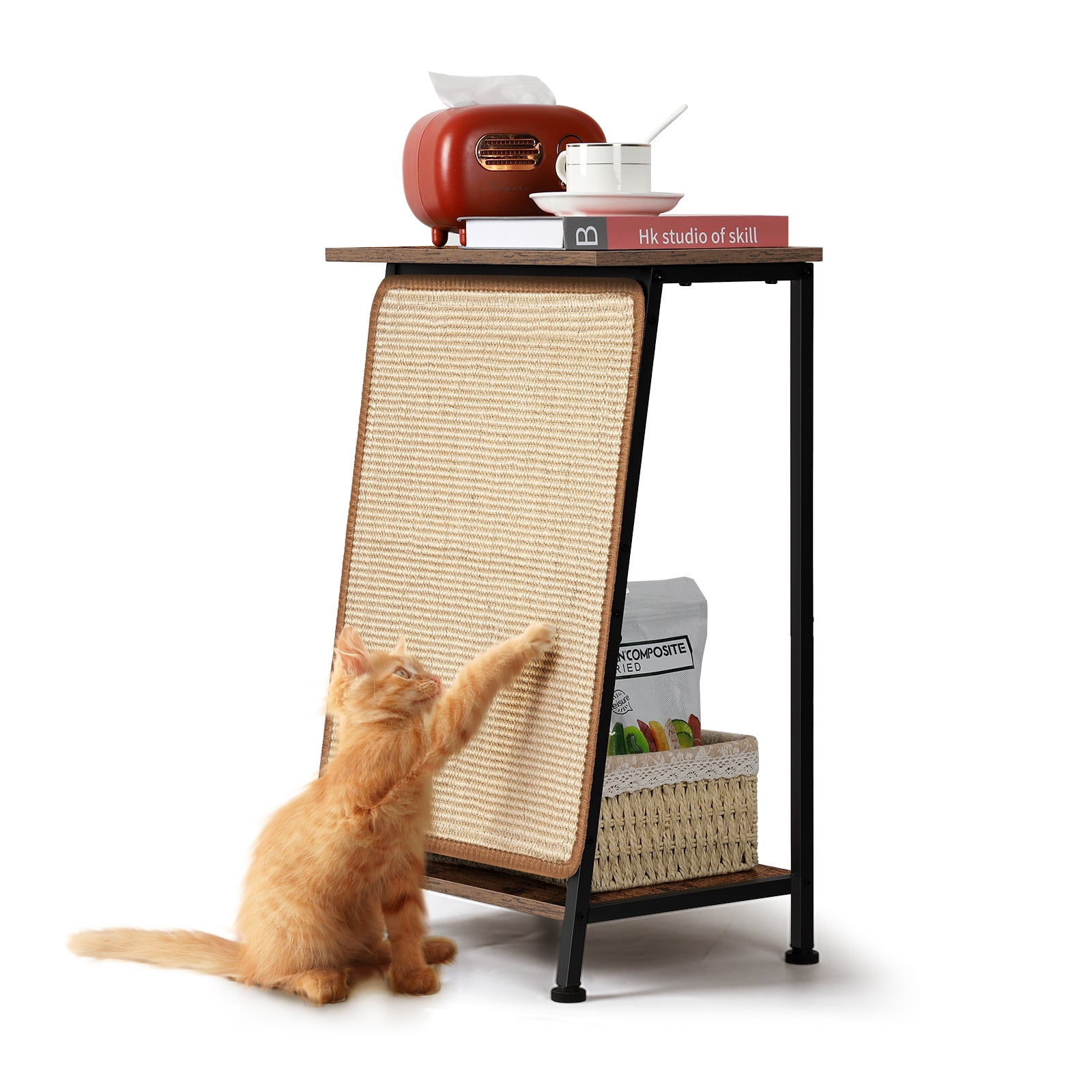 End Table and Cat Scratcher Small Side Coffee Table with Sisal